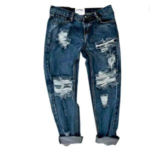 NWT One Teaspoon Awsome Baggies in Blue Black  26